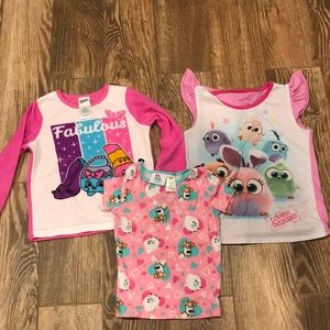 3 separate girls Pajama tops
